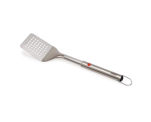 Joseph Joseph GrillOut Spatule BBQ en Acier Inoxydable, Rétractable pour Rangement Compact, Tête Fendue, Facile à Nettoyer, Boucle de Suspension