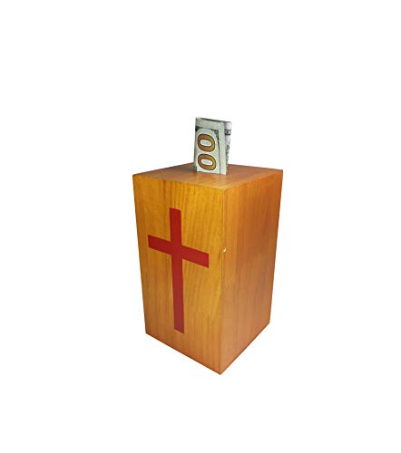 Caja de donación de madera 4x4x7 pulgadas miniatura 1