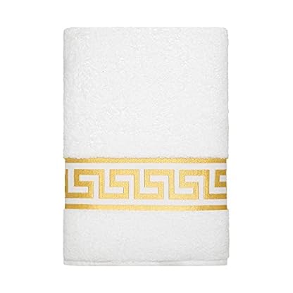 Belle Arti Premium Mäander Handtücher Duschtücher Gästetücher Flauschige Frottee Baumwolle (50 x 100 cm, Weiss)