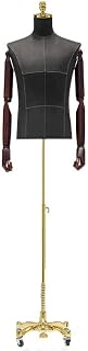 Hombre rodante con Base con Ruedas Ajustable para Trajes de exhibición, Modelo de muñeco Vertical Comercial con Cabeza y Brazos Desmontables (Color: Negro) Hola (Dorado)