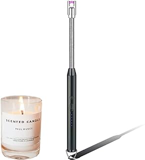HGRD Candle Lighter, Electric Lighter USB Windproof Flameless Rechargeable Arc Lighter with LED Battery Display and Black USB Cable for Home, Kitchen, Candle, Fireworks