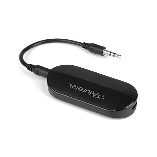 Aluratek Bluetooth Audio Transmitter with Detached Cable, Dual Streaming Support, Up to 50 Foot Range for Up to 10 Hours Streaming on a Full Charge