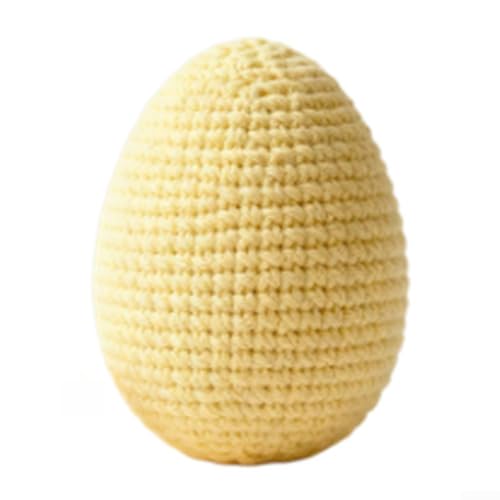 Uovo di Pasqua in plastica lavorato a maglia, 6 cm, colore giallo