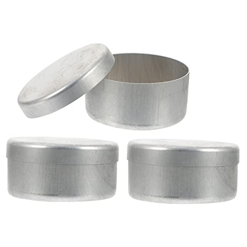 KICHOUSE 3pcs Laboratory Aluminum Box Round Containers Aluminum Weighing Boxes Lip Balm Jar Small Aluminum Jar Lip Balm Containers Sampling Weighing Jars Empty Aluminum Tinplate Can Silver