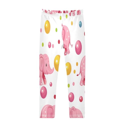 Toddler Girls Leggings Printed Yoga Pants Leggings Pink Circus Elephant and Balls for Kids