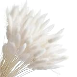 Pampasgras Deko Getrocknete Hasenschwänze, weiße natürliche trockene Pampas, ewiges Hasenschwanzgras for Vase, Hochzeitsarrangement, Zuhause, Hoteldekoration(White,100Pcs)