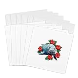 3dRose Hawaiian Monk Seal And Red Hibiscus Blooms 6 Greeting Cards with envelopes