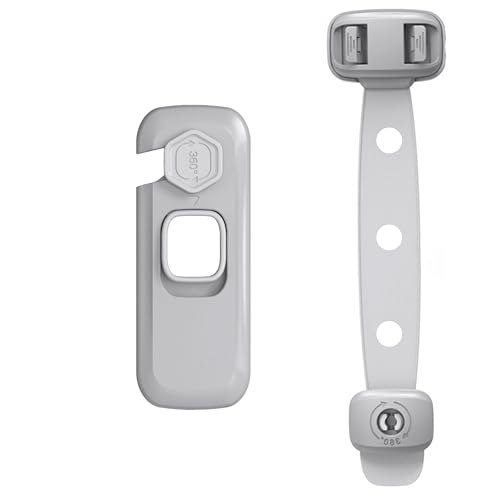 Image of Bembika Furniture Safety Locks for Kids, Child Safety Lock for Fridge, Drawers, Cupboard, Cabinet, Window Safety Multifunction Accessories Adjustable Buckle Lock for Baby and Toddlers Grey - 2 Pcs