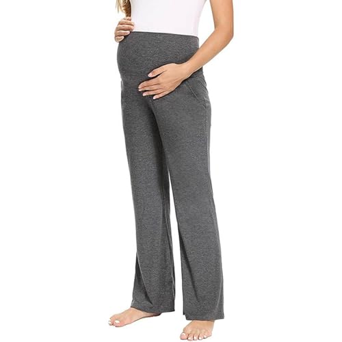 Pantalones de Maternidad para Mujer,Pantalones Largos de Premamá Holgados Casual Pantalon de Pierna Ancha Cintura Alta Cómodos Pantalón de Joggy Elasticidad Yoga Pants Ropa de Maternidad