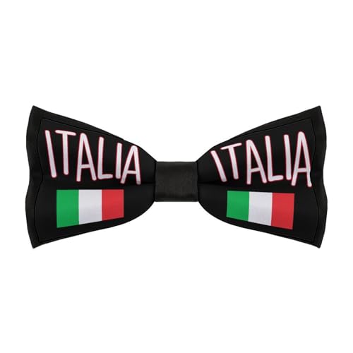 peiyeety Gravatas pré-atadas com a bandeira italiana para homem, ajustáveis e estampadas, para festas e casamentos.