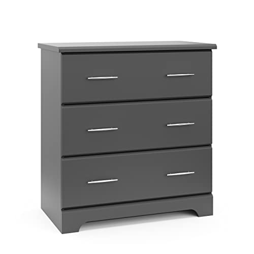 STORK CRAFT Brookside 3 Drawer Dresser (Gray) – Baby and Kids Bedroom Organizer, Nursery Chest, Storage Dresser With Drawers, Universal Design