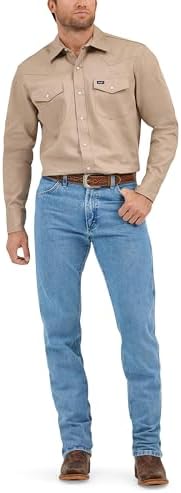 Wrangler Men's Cowboy Cut Firm Finish Western Long Sleeve Snap Work Shirt
