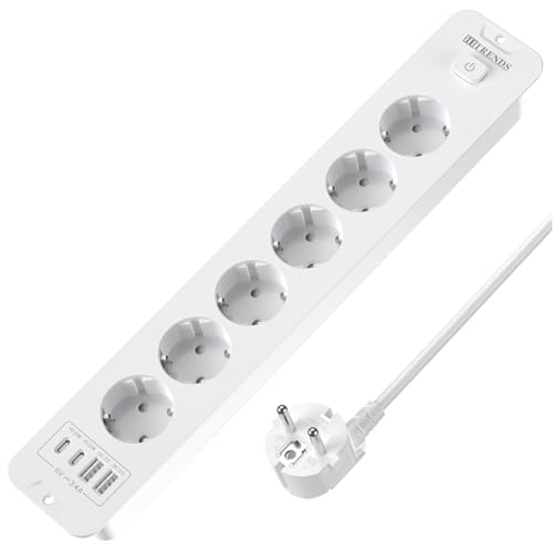 KEAGAR Versenkbare Steckdose 6-Fach mit Schalter, USB C PD 20W, 2m Weiß – Ansicht 1
