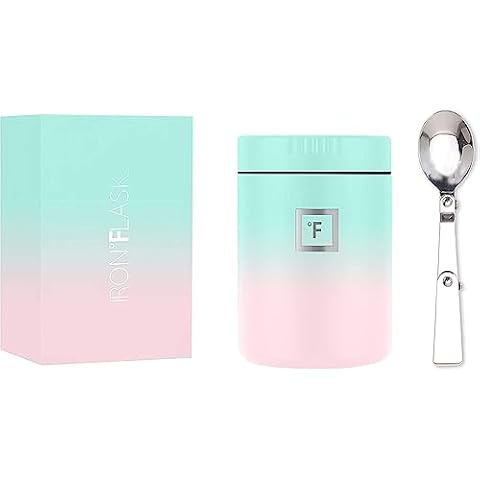 IRON °FLASK Thermos for Hot Food & Soup - 16 Oz Insulated Food Jar with Foldable Spoon - Leak Proof, Stainless Steel, Storage, Canteen, Double Walled - 16 Oz - Bubble Gum Cover
