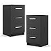 Produktbild Vicco Nachtschrank Kommode Boxspringbett Nachttisch Nachtkommode Kommode Schrank - 3 Schubladen - 66cm hoch (Schwarz,matt, Paar (2er Set))