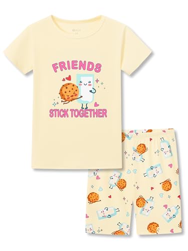 Topgal Rib Knit Pajama for Little Girls Toddler Snug Fit Cookie Milk Sleepwear Pjs Set Size 6
