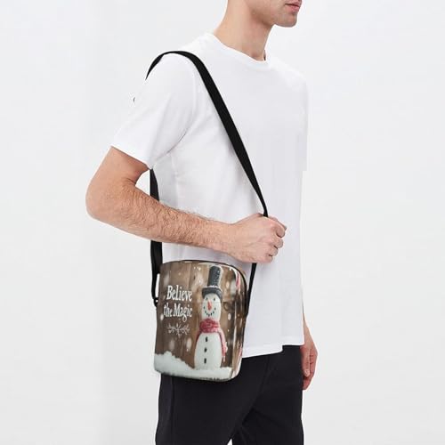 MCHIVER Small Messenger Bag Snowman Christmas White Crossbody Bag for Men Women Cell Phone Shoulder Bag for Passport Phone3