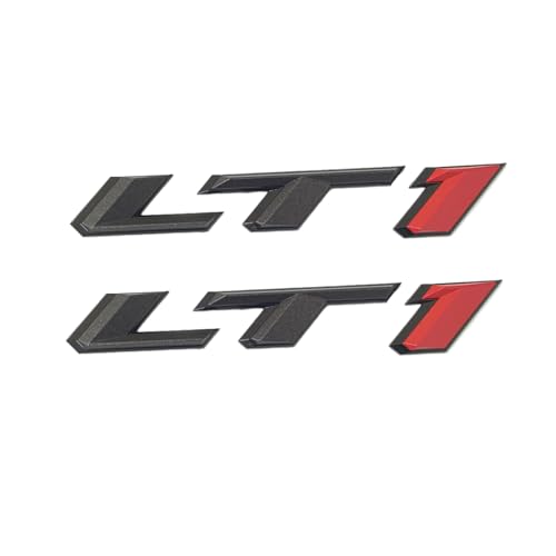 Image of 2pack LT1 Emblem 3D Side Door Badges Sticker Letters Nameplate Compatible with 2017-2024 84534516 SS LT1 Black Red