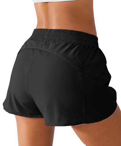 BRXL Mid Waisted Running 2 in 1 Shorts for Women Lightweight Split Hem Gym Athletic Shorts with Liner Phone Pockets2