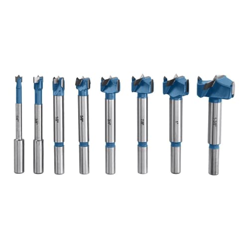 1/4 in. - 1-3/8 in. Carbide Tipped Forstner Drill Bit Set with 3/8 in. Shanks, 8 Piece