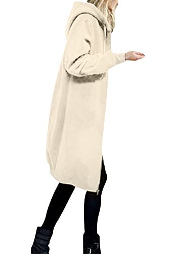 FLITAY Women Casual Long Sleeve Fashion Solid Color Jacket V Neck Loose Winter Zipper Coat with Pockets