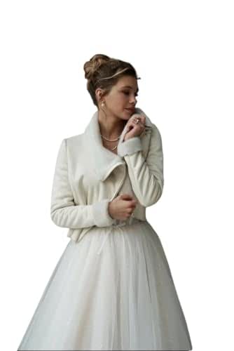 Amazon.com: Ivory Bridal Jacket, Vegan Bride Coat, Elegant Ivory ...