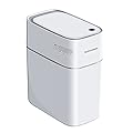 MOPUP Touchless Bathroom Trash Cans, Waterproof Motion Sensor Bedroom Garbage Can, 3.5 Gallon Slim Plastic Narrow Small Dogproof Trash Bin for Office,Living Room,Kitchen, White