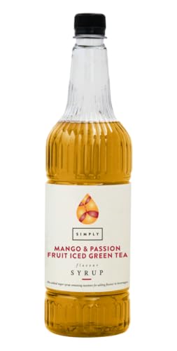 Simply Mango & Passion Fruit Iced Green Tea Syrup Vegan Halal & Gluten Free Beverage Syrup for Cocktails & Mocktails (1 Litre)