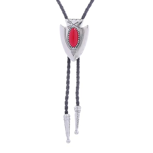 Image of Bolo Tie for Men Women Cowboy Turquoise Celtic Natural Tiger Eye Stone Longhorn Bull Western Leather Bolo Necktie