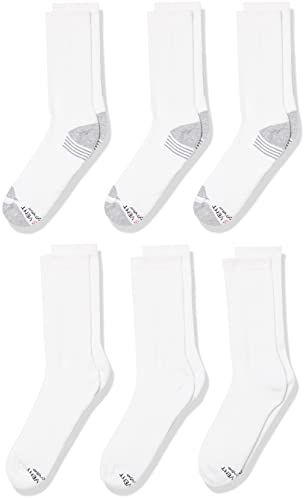 Hanes Ultimate Mens 6-Pack X-Temp Crew Casual Sock, White/Gray Stripes, 12-Jun Us #TOP5