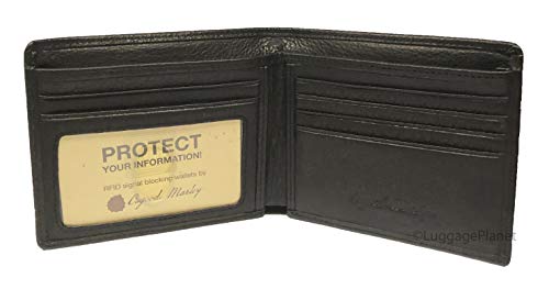 Leather RFID Mens Hidden Billfold Wallet (Black)