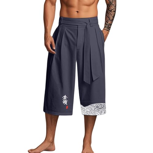 Pantalon en lin japonais homme coupe droite jambe large décontracté