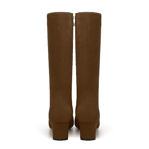 WAYDERNS Womens Solid Pointed Toe Zip Suede Outdoor Dress Block Low Heel Mid Calf Boots 2 Inch4