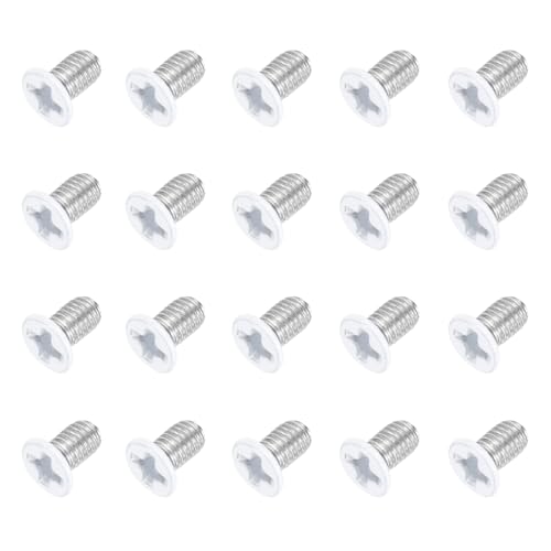 sourcing map M3 x 5mm Flat Countersunk Head Machine Screws 304 Stainless Steel Full Thread Phillips Drive Cross Screw for Furniture Connection Electrical Appliances (White, Pack of 20)
