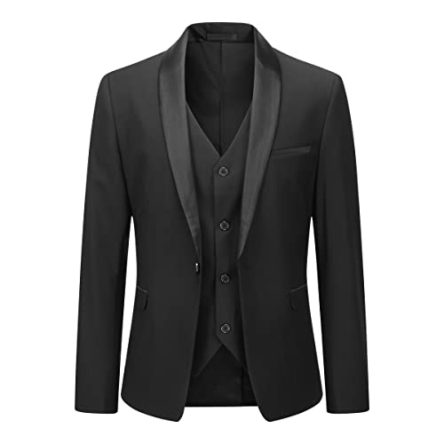 Boyland Men's 3 Pieces Suit with Shawl Collar 1 Button Slim Fit Single Breasted Formal Wedding Dinner Business2