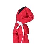 QAZWZG Judopakken Judo Suits Taekwondo Uniform Unisex Coach Pak Mannen Riem Karate Judo Dobok Vrouwen Kleding Lange Mouwen (Rood, 110 cm)