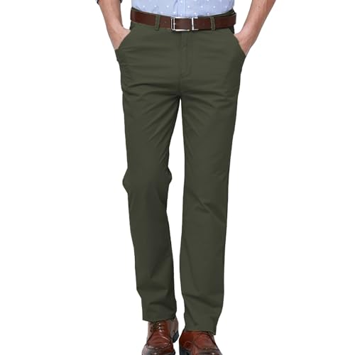 Pantalones chinos para hombre, color sólido, pantalones de traje de ajuste delgado, pantalones formales elásticos, pantalones de vestir casuales, pantalones de negocios, pantalones ligeros para