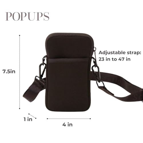 POPUPS Neoprene Crossbody Phone Bag for Women – Slim Zippered Pouch with Slip Pocket and Adjustable Strap (4" x 1" x 7.5")3