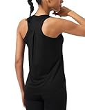 ASPO Women's Workout Tank Tops Racerback Athletic Top Sleeveless Yoga Running Tops Quick Dry Gym Outdoor UPF50+ Black XS