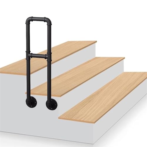 Escalier Garde Corps Montage Latéral Mains Courantes pour Les Marches Extérieures, En Forme de U Garde-corps Industriel avec Tige de Renfort, Grenier Antidérapant Rampes D’escalier, Gain de Place(65cm
