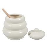 COLLBATH 1 Satz Sirupspender Honeypot Honiggläser mit Dipper Apotheker Honigspender Etiketten süßes Honigglas Honigaufbewahrungshalter Restaurant Honigglas Honigtopf hölzern