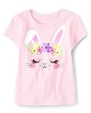 The Children's Place,And Toddler Girls Short Sleeve Graphic T-shirt,Baby-Girls,Rose Bunny Face,4T