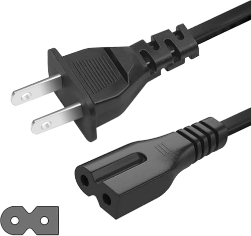 Polarized Power Cord, 2 Prong C Power Cable, Compatible with Vizio D, E, M Series HDTV TV, Vizio Sound Bar, TV Power Cord Replacement. (6-Feet)