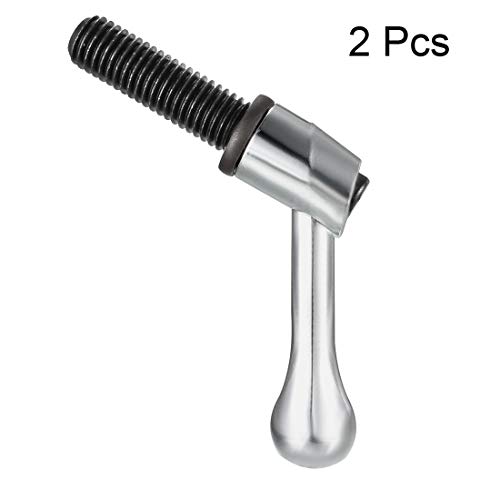 Image of uxcell M12 x 40mm Handle Adjustable Clamping Lever Thread Push Button Ratchet Male Threaded Stud Knobs Locking Rotating Screw Handles Quick Release Bolt Silver Tone 2pcs