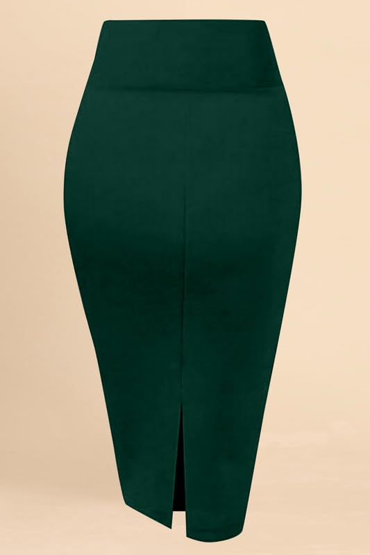 Image of TRENDMALLS Women's Knee Length Formal Pencil Skirt with Elastic Waist Band