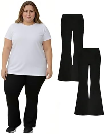 Kit 2 Calça Legging Flare Bailarina Feminina Plus Size Preta