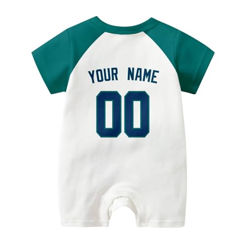 Image of KREDE Baby Clothes Unisex Bodysuit White Custom Name Number for Baby Boys
