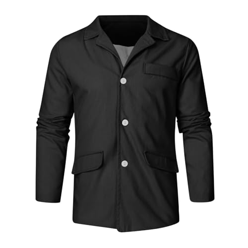 XUNRYAN Men's Blazer Jacket Cotton Linen Sports Coats Regular Fit Button Up Overshirt Long Sleeve Shacket Jacket Casual Suit2