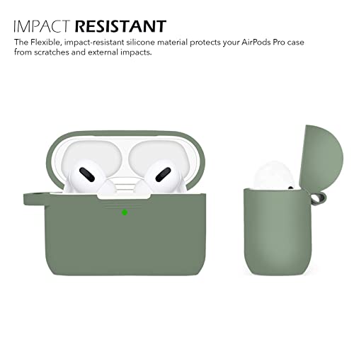 Image of GRIPP Rubon Silicone Case with Carabiner for AirPods Pro (1st Generation), 360 Shock Protection, Precise Cutout, Wireless Charging Support, Durable & Stylish - Green