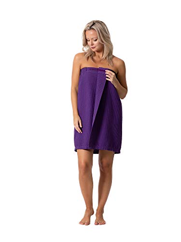 Image of Turkish Linen Women's Waffle Spa Body Wrap with Adjustable Closure